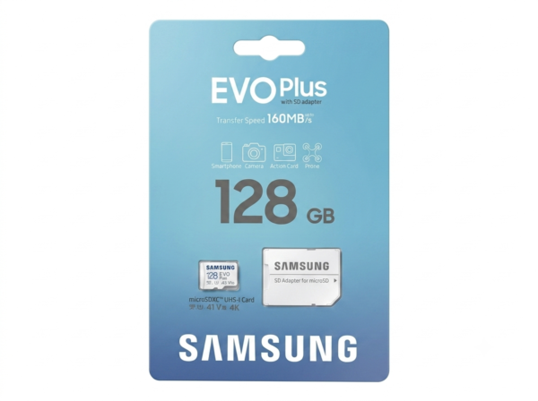 Samsung EVO Plus 128GB Micro SDXC UHS-I Memory Card with SD Adapter (160MB/s Speed) – Original Sealed Pack