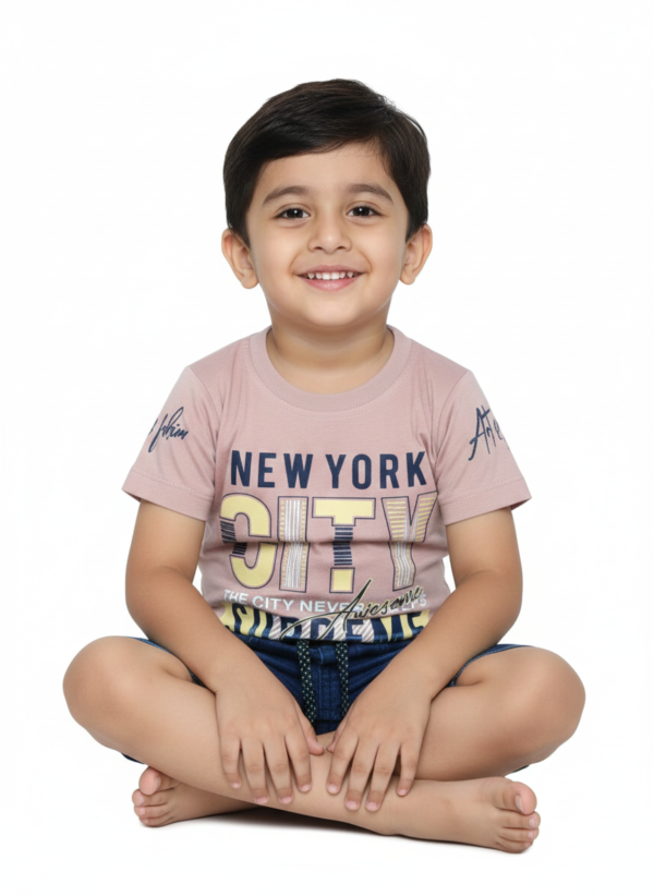 Shirt & Denim Shorts Paint Baby Boy’s Stylish Casual Summer Set - Printed Cotton